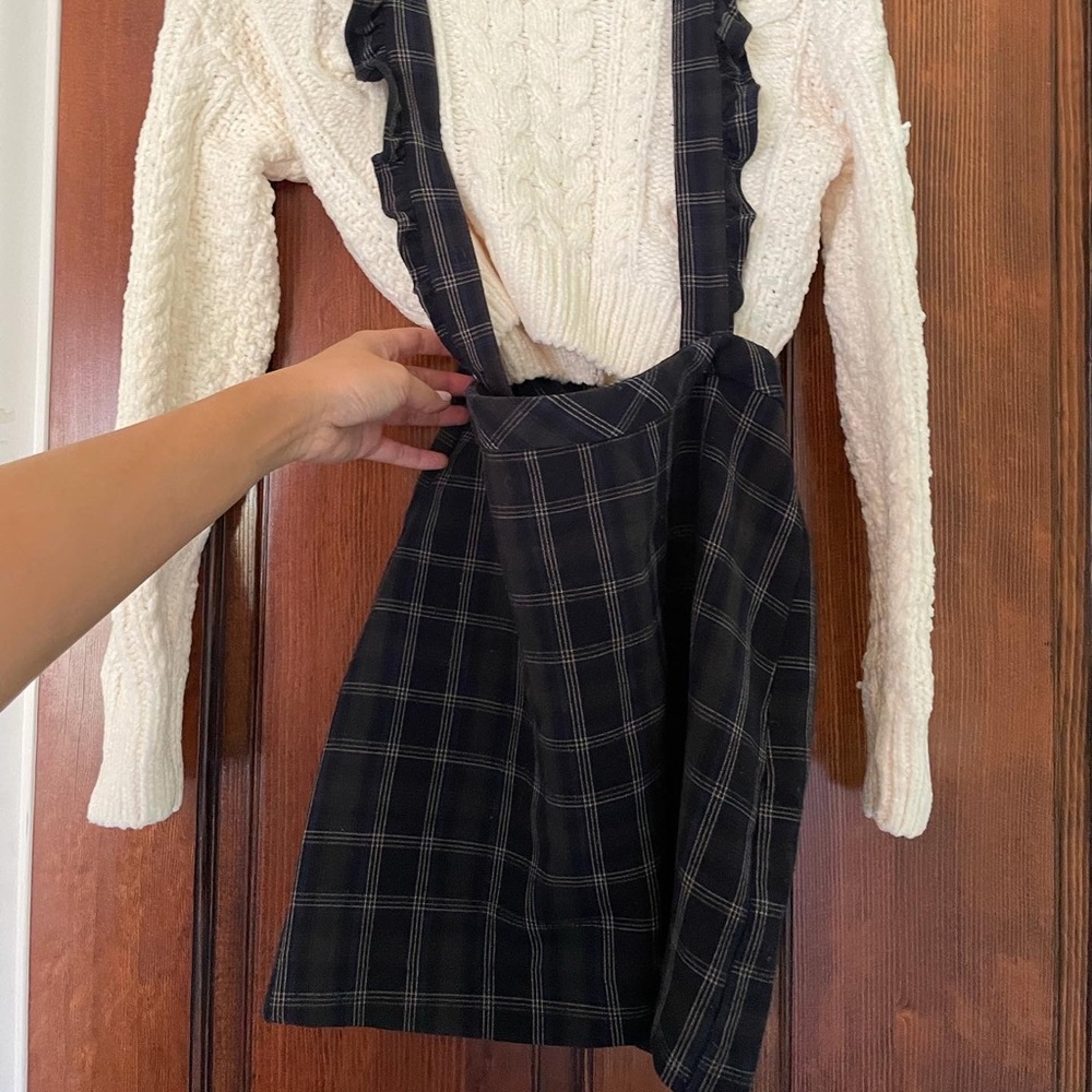 Urban Outfitters Plaid Skirt with Removable Ruffle Suspenders